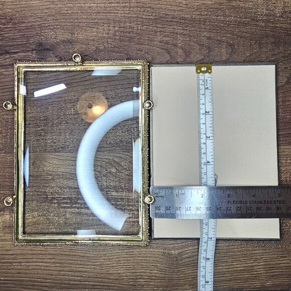 L’Objet for Neiman Marcus Gold Plated Rectangular Pave Picture Frame 5”x7” - Picture 11 of 11